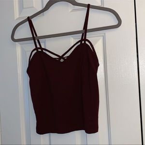 •Maroon crop top•